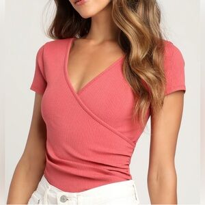 Lulus Rose Ribbed bodysuit. Large